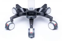 Trolley with easy-to-maneuver wheels and space for up to three oxygen bottles